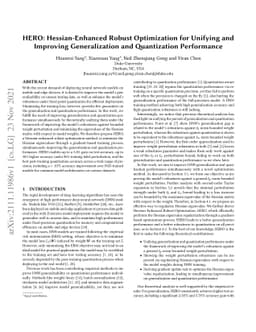HERO: Hessian-Enhanced Robust Optimization for Unifying and Improving
  Generalization and Quantization Performance