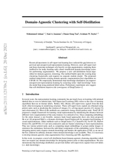 Domain-Agnostic Clustering with Self-Distillation