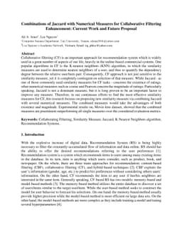 Combinations of Jaccard with Numerical Measures for Collaborative
  Filtering Enhancement: Current Work and Future Proposal
