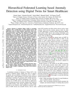 Hierarchical Federated Learning based Anomaly Detection using Digital
  Twins for Smart Healthcare