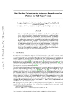 Distribution Estimation to Automate Transformation Policies for
  Self-Supervision