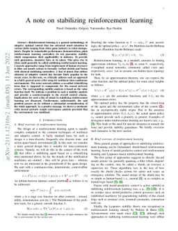 A note on stabilizing reinforcement learning