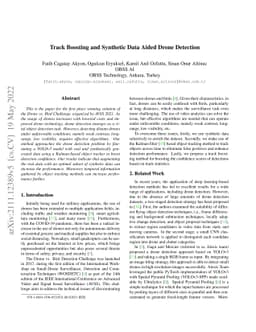 Track Boosting and Synthetic Data Aided Drone Detection