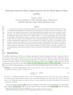 Dictionary-based Low-Rank Approximations and the Mixed Sparse Coding
  problem