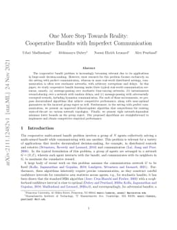 One More Step Towards Reality: Cooperative Bandits with Imperfect
  Communication