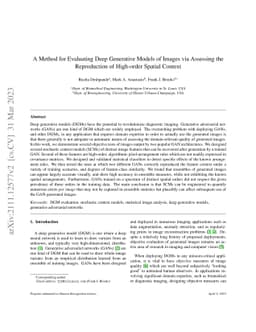 A Method for Evaluating Deep Generative Models of Images via Assessing
  the Reproduction of High-order Spatial Context