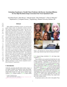 Unleashing Transformers: Parallel Token Prediction with Discrete
  Absorbing Diffusion for Fast High-Resolution Image Generation from
  Vector-Quantized Codes