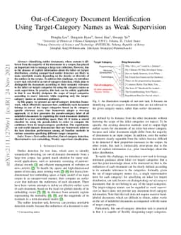 Out-of-Category Document Identification Using Target-Category Names as
  Weak Supervision