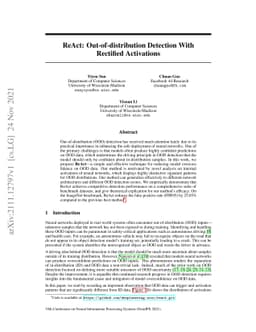 ReAct: Out-of-distribution Detection With Rectified Activations