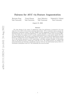 Fairness for AUC via Feature Augmentation