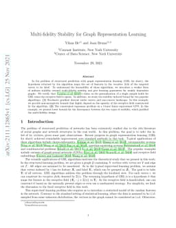 Multi-fidelity Stability for Graph Representation Learning