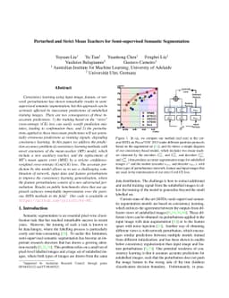 Perturbed and Strict Mean Teachers for Semi-supervised Semantic
  Segmentation