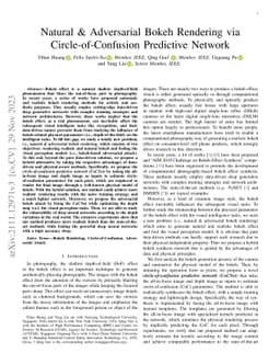 Natural & Adversarial Bokeh Rendering via Circle-of-Confusion Predictive
  Network
