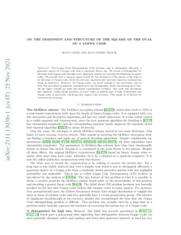 On the dimension and structure of the square of the dual of a Goppa code