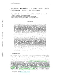 Neuronal Learning Analysis using Cycle-Consistent Adversarial Networks