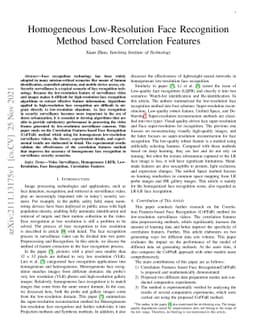 Homogeneous Low-Resolution Face Recognition Method based Correlation
  Features