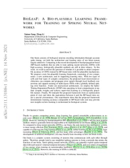 BioLeaF: A Bio-plausible Learning Framework for Training of Spiking
  Neural Networks