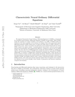Characteristic Neural Ordinary Differential Equations