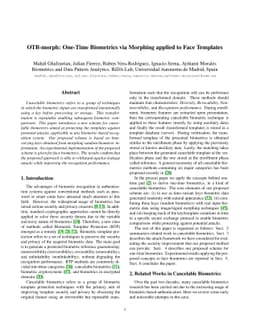 OTB-morph: One-Time Biometrics via Morphing applied to Face Templates