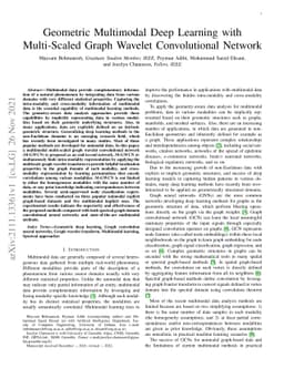 Geometric Multimodal Deep Learning with Multi-Scaled Graph Wavelet
  Convolutional Network