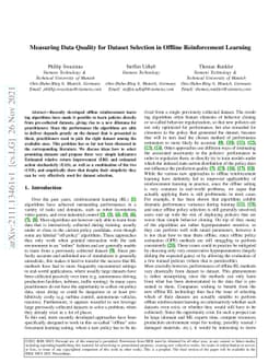 Measuring Data Quality for Dataset Selection in Offline Reinforcement
  Learning