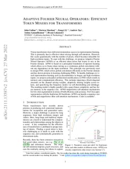 Adaptive Fourier Neural Operators: Efficient Token Mixers for
  Transformers