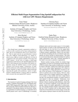 Efficient Multi-Organ Segmentation Using SpatialConfiguration-Net with
  Low GPU Memory Requirements