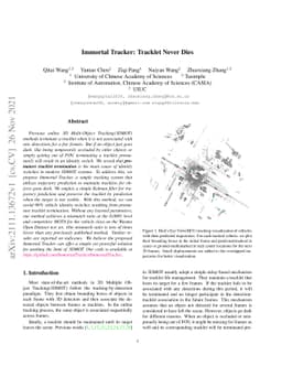Immortal Tracker: Tracklet Never Dies