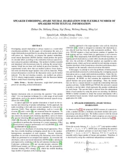 Speaker Embedding-aware Neural Diarization for Flexible Number of
  Speakers with Textual Information