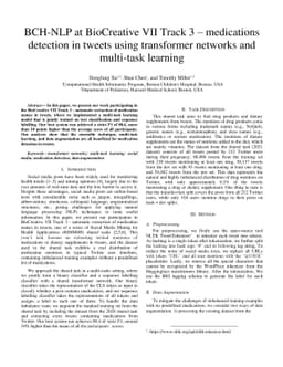 BCH-NLP at BioCreative VII Track 3: medications detection in tweets
  using transformer networks and multi-task learning