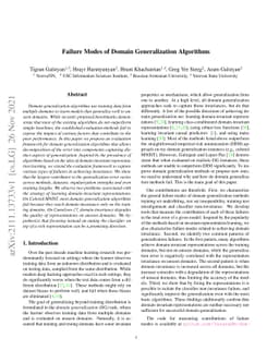 Failure Modes of Domain Generalization Algorithms