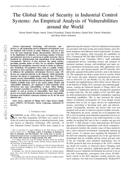 The Global State of Security in Industrial Control Systems: An Empirical
  Analysis of Vulnerabilities around the World