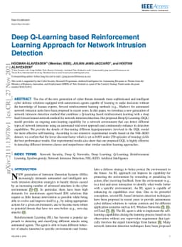 Deep Q-Learning based Reinforcement Learning Approach for Network
  Intrusion Detection