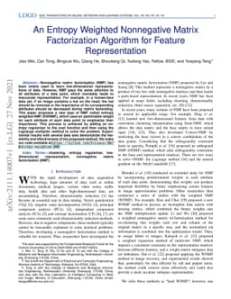 An Entropy Weighted Nonnegative Matrix Factorization Algorithm for
  Feature Representation