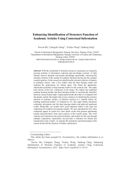 Enhancing Identification of Structure Function of Academic Articles
  Using Contextual Information