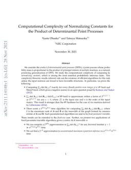 Computational Complexity of Normalizing Constants for the Product of
  Determinantal Point Processes