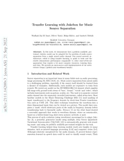 Transfer Learning with Jukebox for Music Source Separation