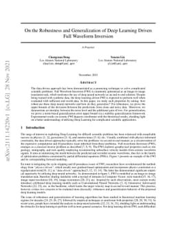 On the Robustness and Generalization of Deep Learning Driven Full
  Waveform Inversion