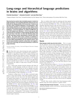 Long-range and hierarchical language predictions in brains and
  algorithms