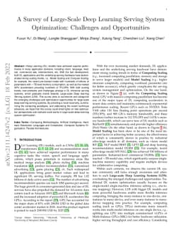 A Survey of Large-Scale Deep Learning Serving System Optimization:
  Challenges and Opportunities