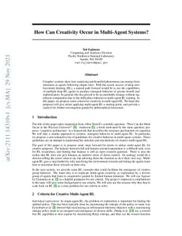How Can Creativity Occur in Multi-Agent Systems?