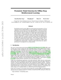 Pessimistic Model Selection for Offline Deep Reinforcement Learning