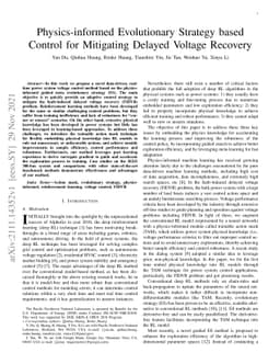 Physics-informed Evolutionary Strategy based Control for Mitigating
  Delayed Voltage Recovery