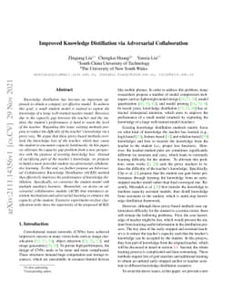 Improved Knowledge Distillation via Adversarial Collaboration
