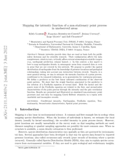 Mapping the intensity function of a non-stationary point process in
  unobserved areas