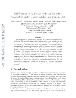 Self-Training of Halfspaces with Generalization Guarantees under Massart
  Mislabeling Noise Model