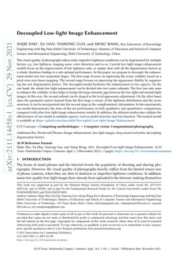 Decoupled Low-light Image Enhancement