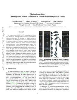 Motion-from-Blur: 3D Shape and Motion Estimation of Motion-blurred
  Objects in Videos