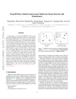 TransMVSNet: Global Context-aware Multi-view Stereo Network with
  Transformers