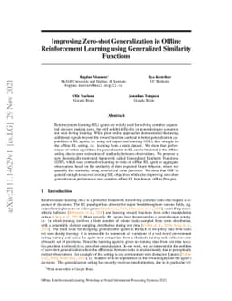 Improving Zero-shot Generalization in Offline Reinforcement Learning
  using Generalized Similarity Functions
